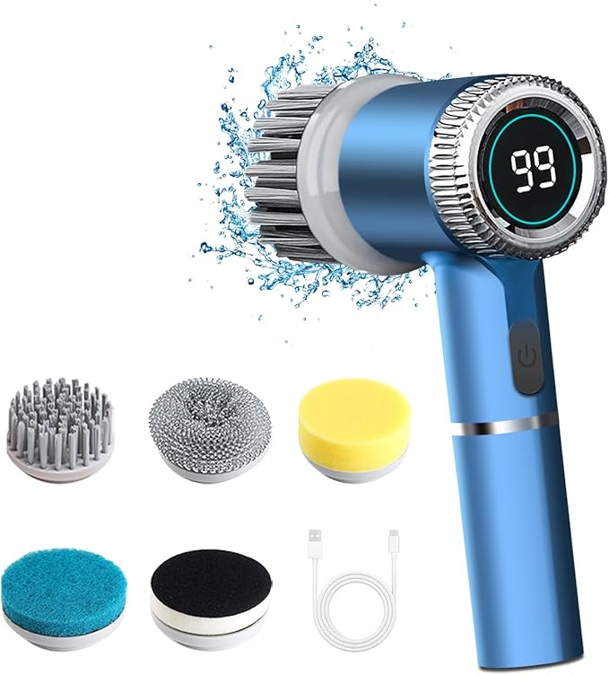 5-in-1 Electric Cleaning Brush – Rechargeable Scrubber for Kitchen & Bathroom