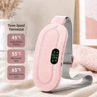 Cordless period cramp relief belt with heat and massage settings