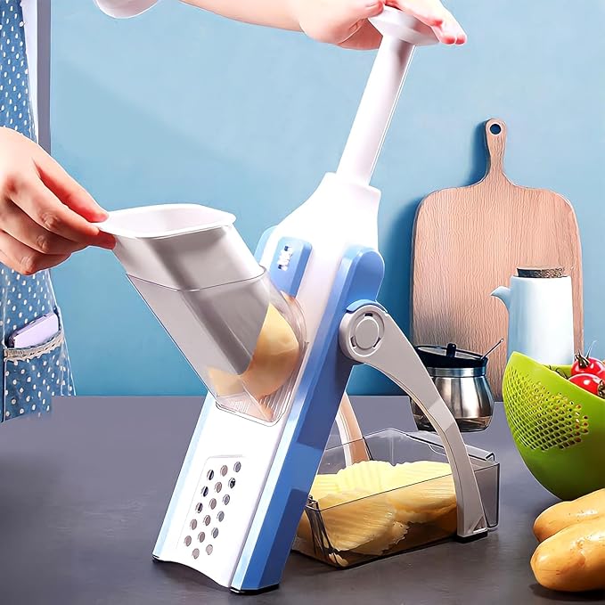 Adjustable Vegetable Slicer – Mandoline Cutter with Garlic Grinder