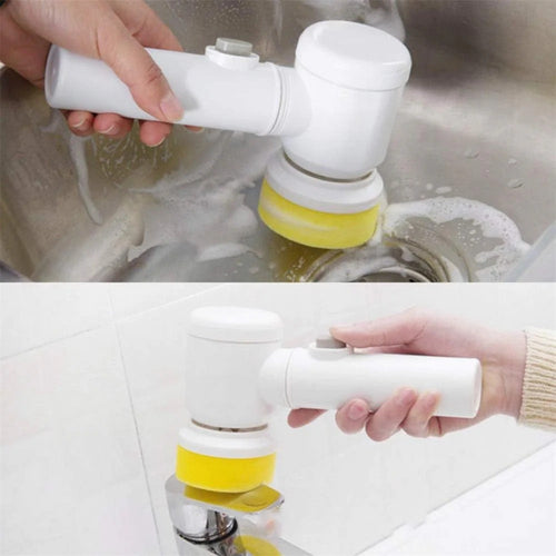 Magic electric cleaning brush with five interchangeable cleaning heads