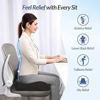 Ergonomic Memory Foam Seat Cushion – For Office Chairs & Car Seats