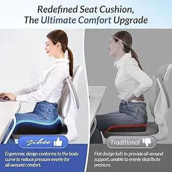 Ergonomic Memory Foam Seat Cushion – For Office Chairs & Car Seats