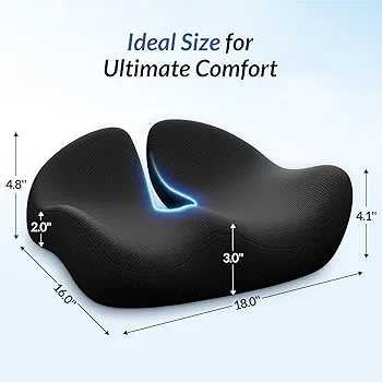 Ergonomic Memory Foam Seat Cushion – For Office Chairs & Car Seats