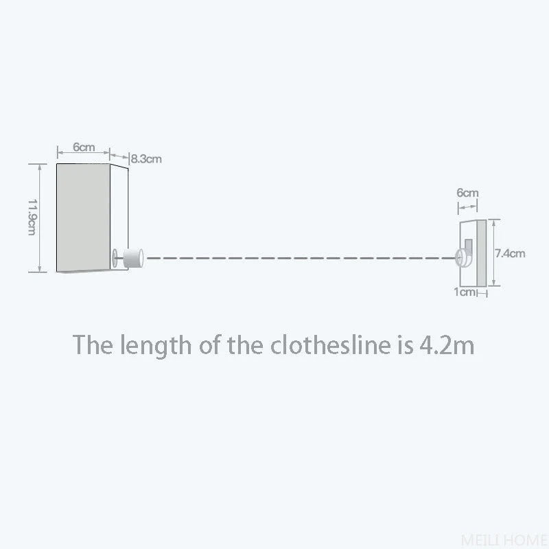 Retractable Clothesline – Wall-Mounted Drying Line, Extends to 4.2m