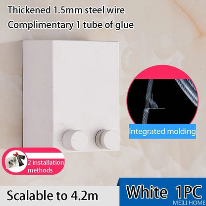 Retractable Clothesline – Wall-Mounted Drying Line, Extends to 4.2m