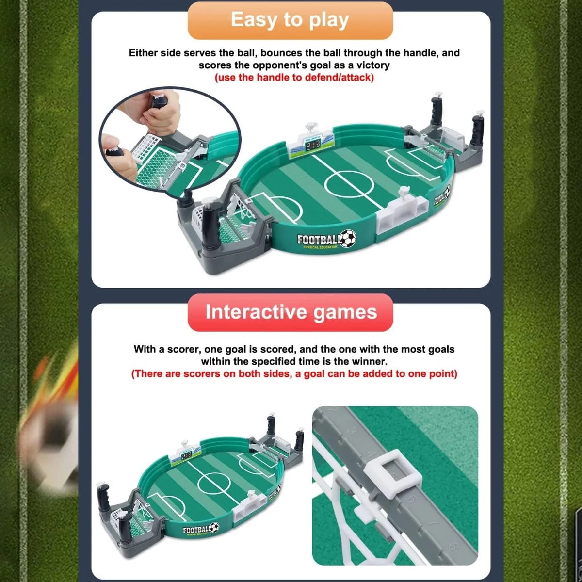 Mini Football Table Game – 2-Player Tabletop Foosball for Family Fun