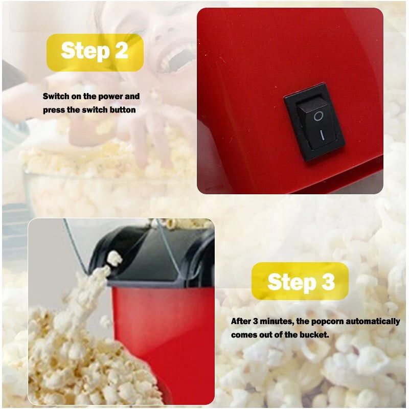 Mini Popcorn Machine – Oil-Free Hot Air Popcorn Maker for Movie Nights