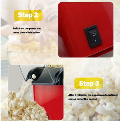 Mini Popcorn Machine – Oil-Free Hot Air Popcorn Maker for Movie Nights