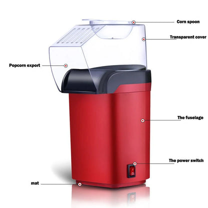 Mini Popcorn Machine – Oil-Free Hot Air Popcorn Maker for Movie Nights